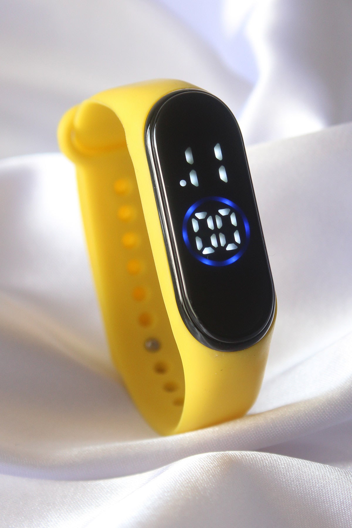 Gelbe LED-Touch-Uhr mit Silikonband