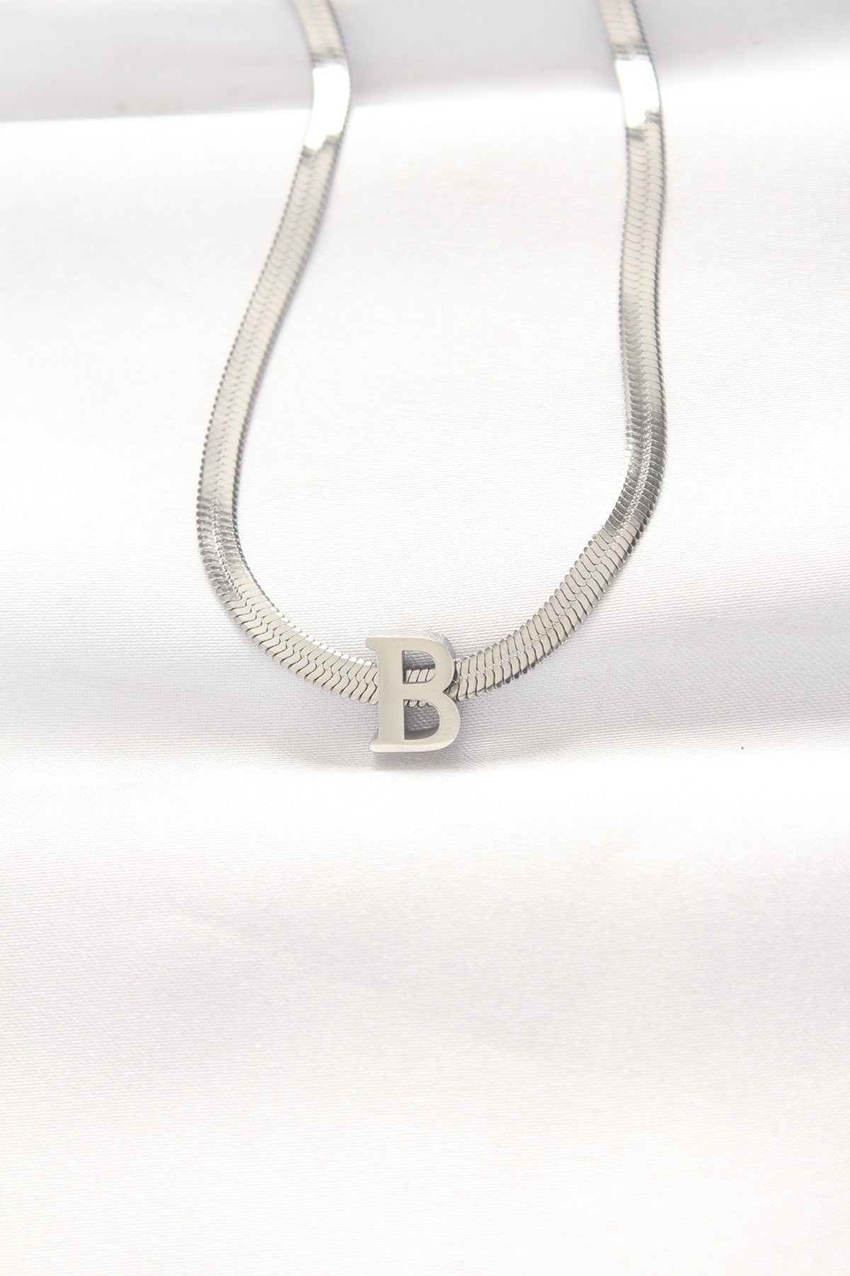 Italienische Kettenhalskette aus 316L-Stahl, Buchstabe B, silberfarben