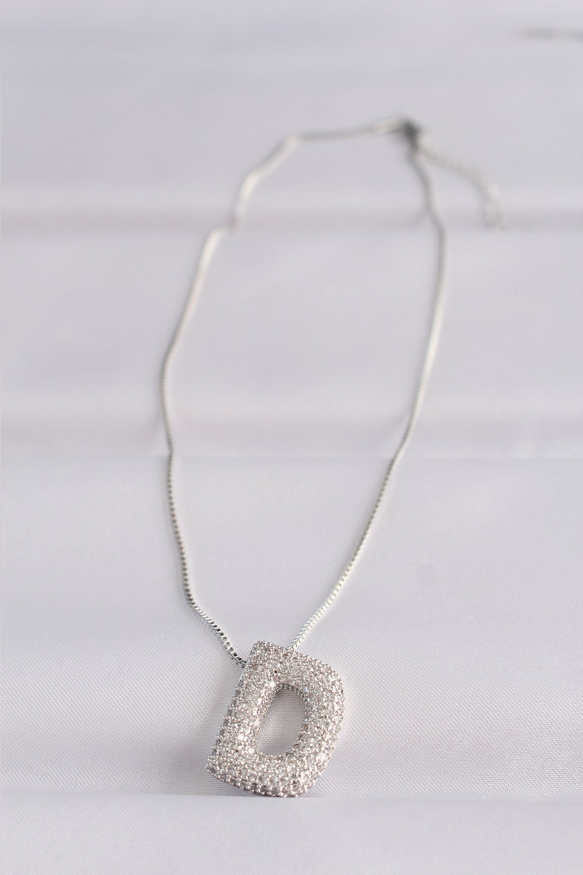 316L Stahlkette, Zirkonstein, silberfarbene Blasenhalskette mit D-Buchstaben