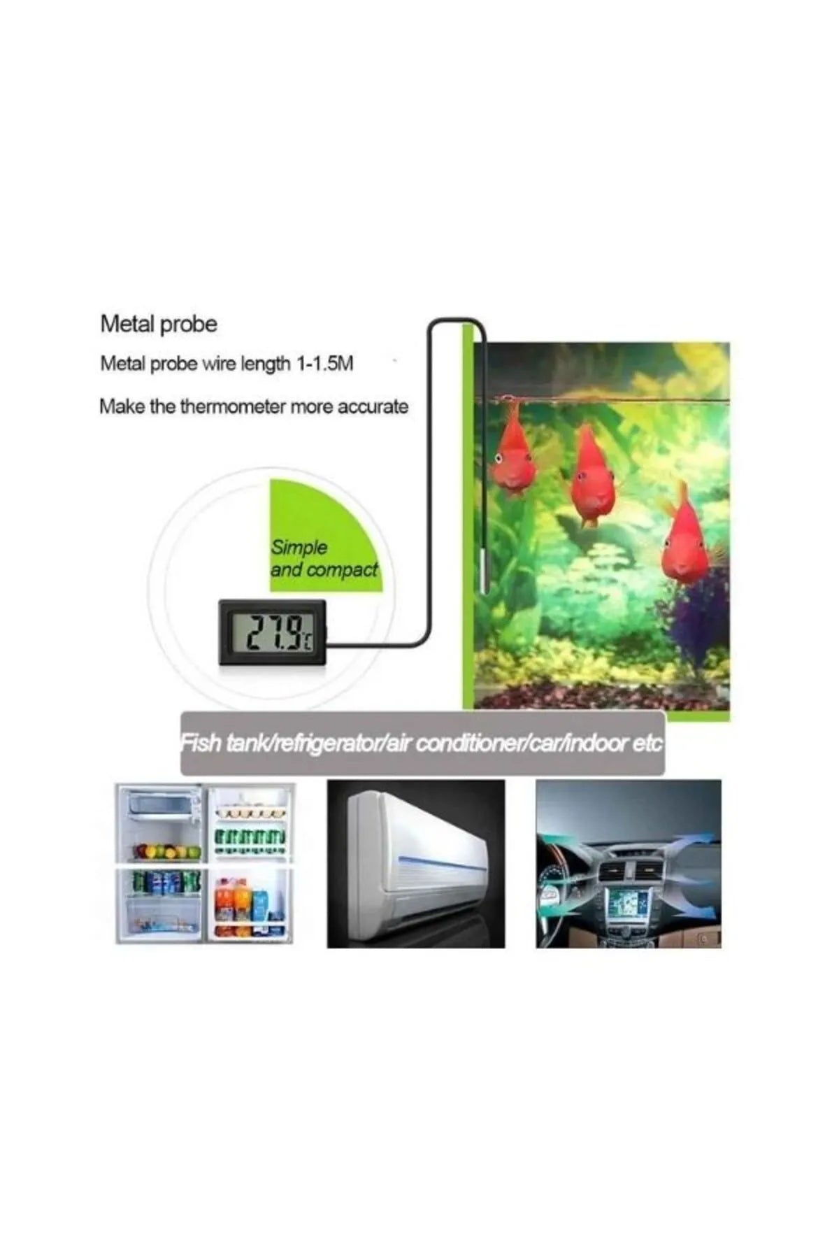 Mini-LCD-Digitalthermometer für Aquarien, Kühlschränke, Autos, Gewächshäuser